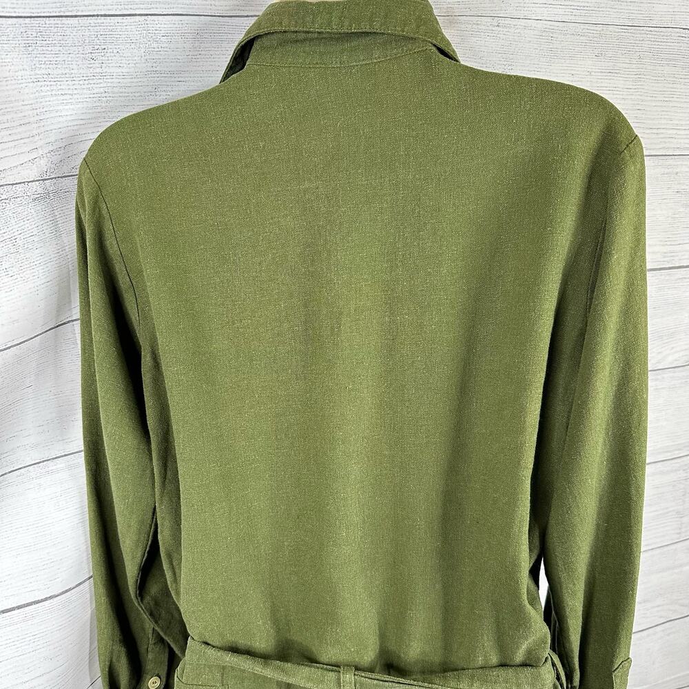 Rue Stiic Womens size Small Preston Linen Blend Cropped Jumpsuit Khaki Green - Picture 7 of 11